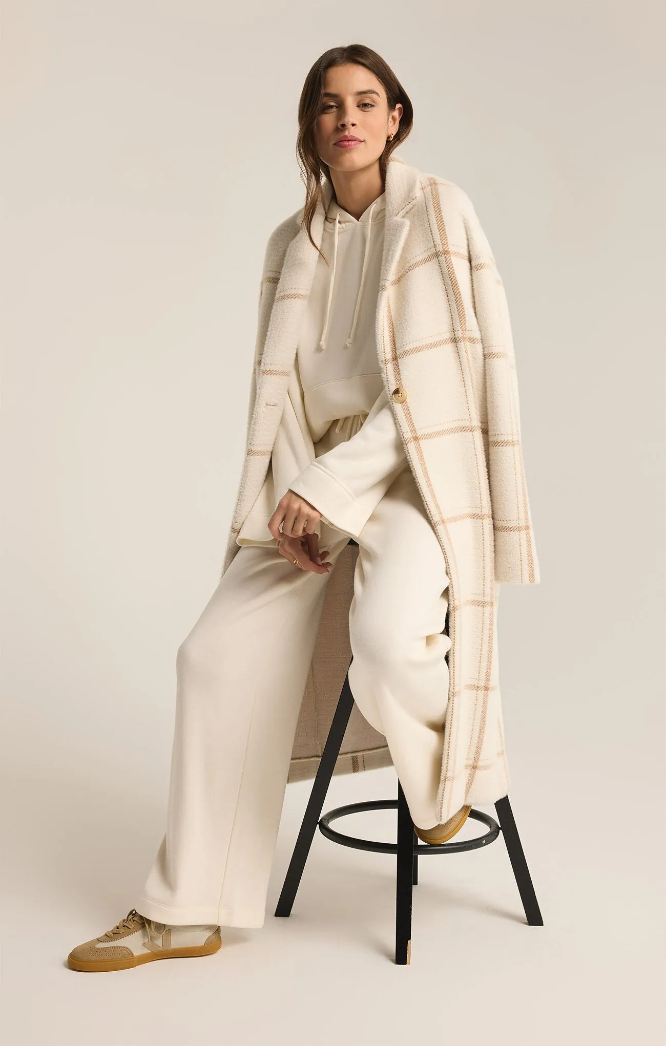 Z Supply Mason Windowpane Coat Sea Salt