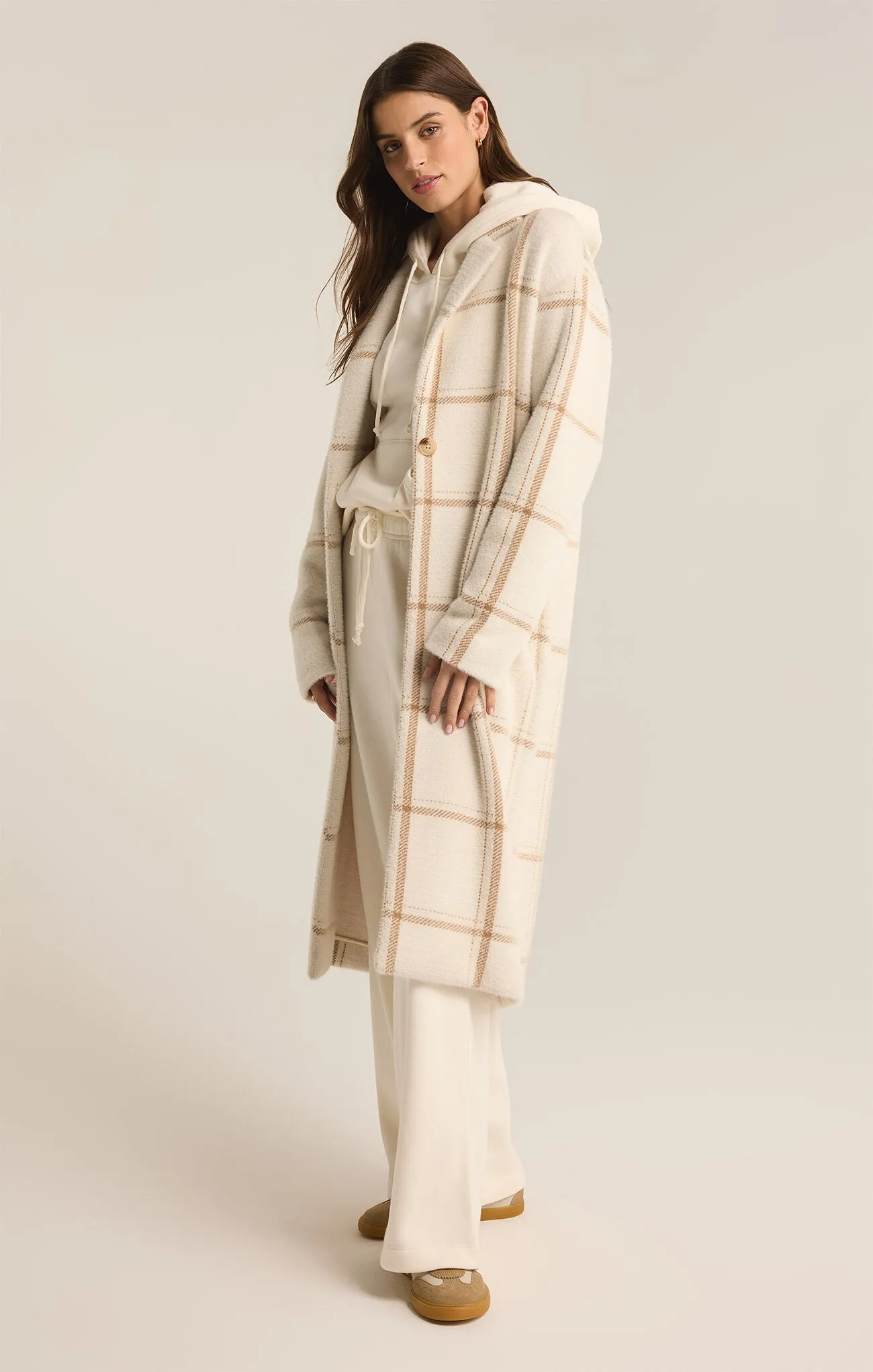 Z Supply Mason Windowpane Coat Sea Salt