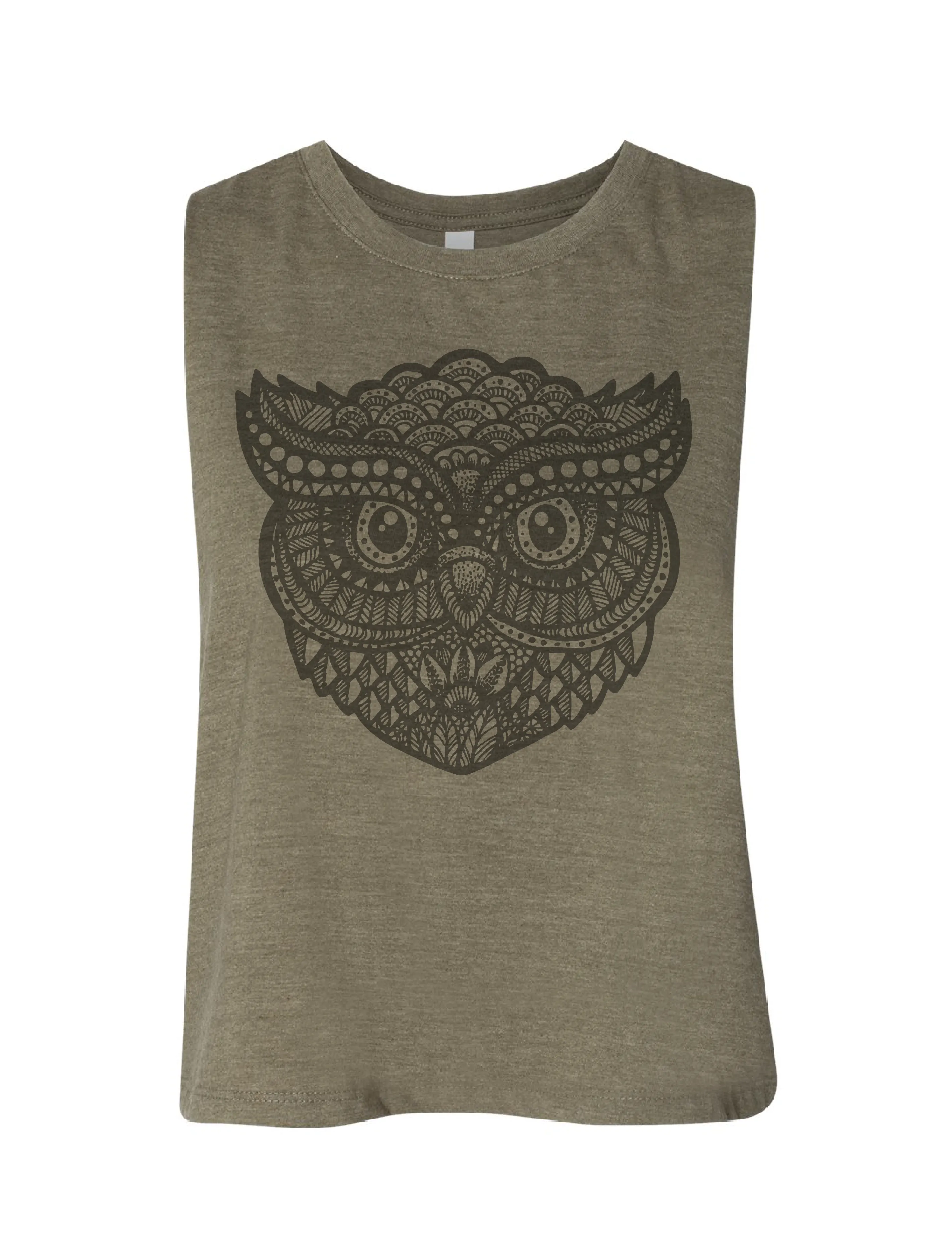 Zentangle Owl · Cropped Tank · Tonal