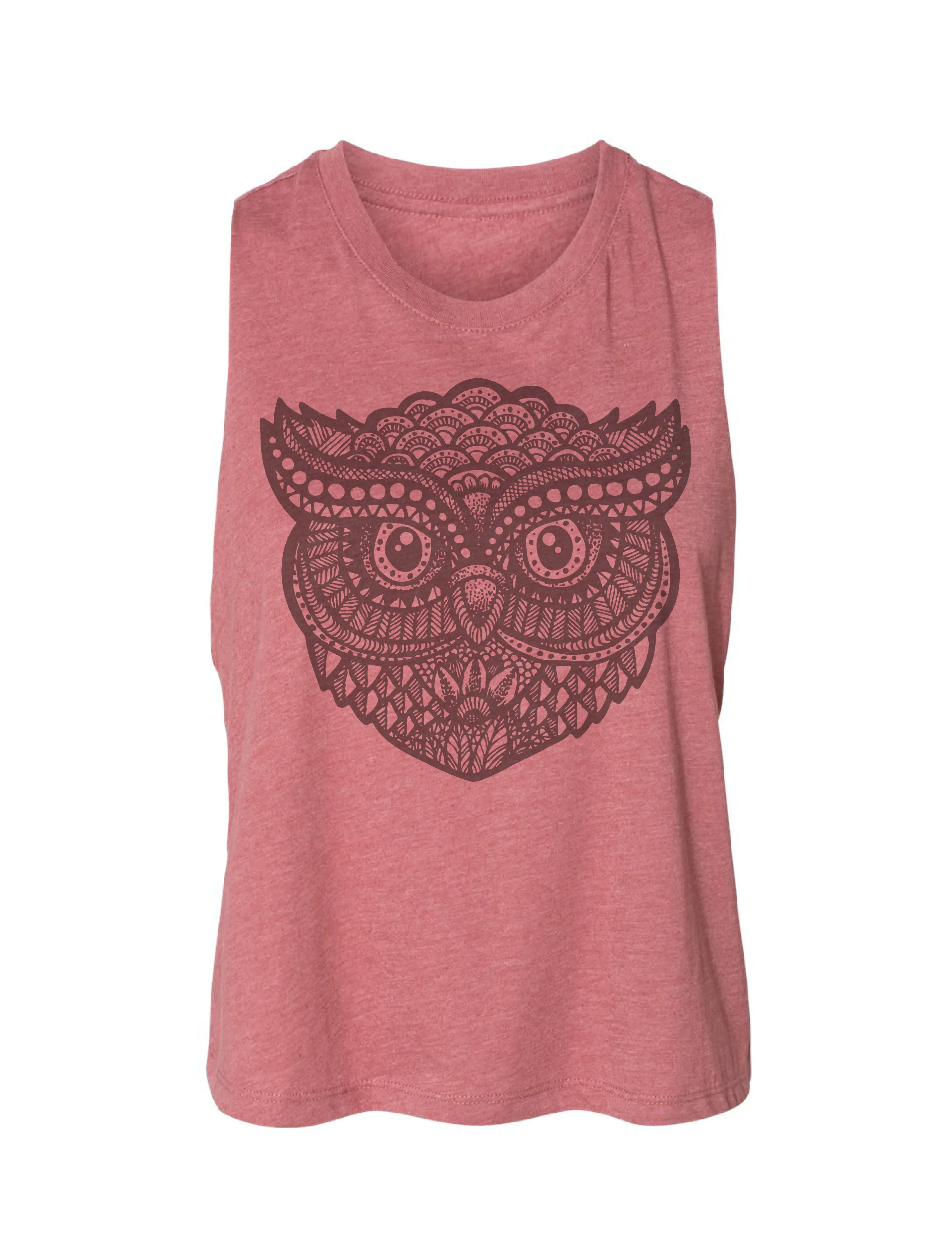 Zentangle Owl · Cropped Tank · Tonal