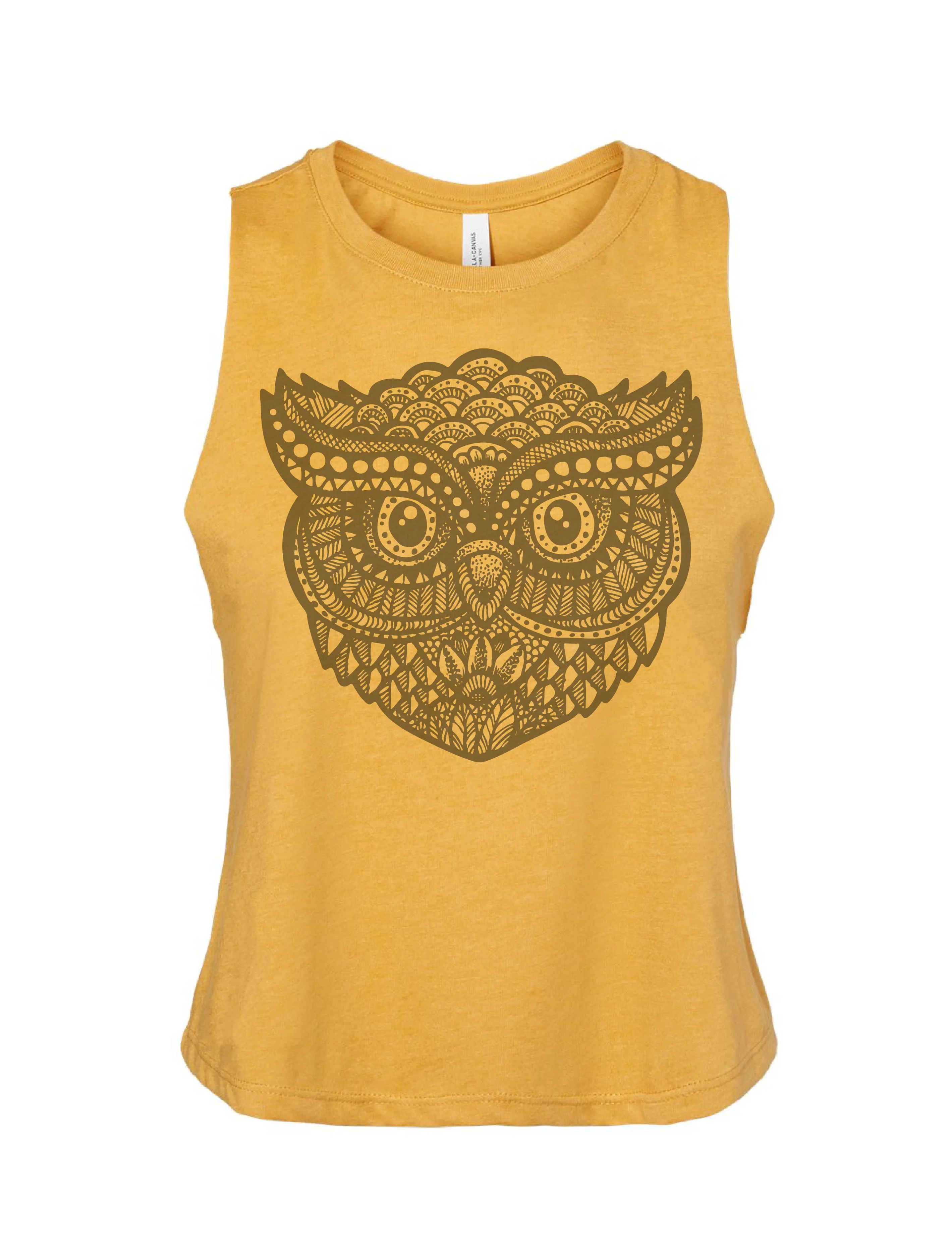Zentangle Owl · Cropped Tank · Tonal